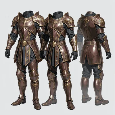 Fantasy armor illustration, a ceremonial armor set for royal guard with elaborat