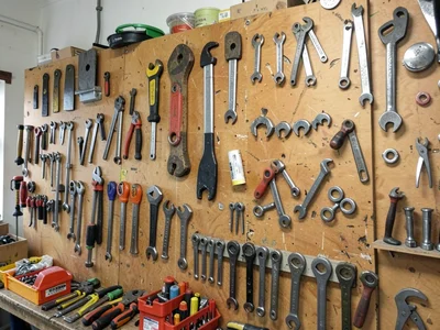 Workshop wall of tools