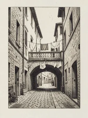 Italian street with bridge