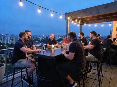 Rooftop bar blue hour