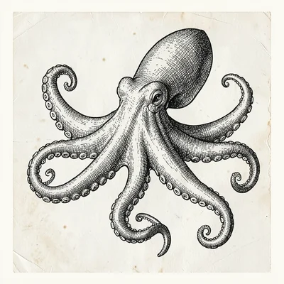 Scrimshaw octopus
