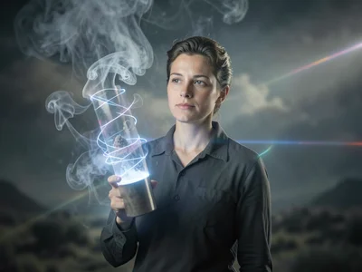 Sound waves made visible in smoke-filled tube, compression bands illuminated by 