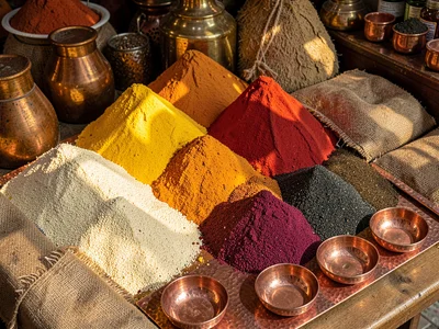 Spice Gradient from Pale to Dark in Copper Bowls