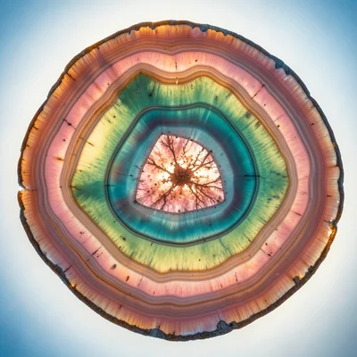 Watermelon tourmaline cross-section, triangular crystal shape with pink core tra