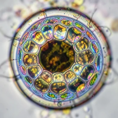 Compound eye of housefly under extreme macro, hexagonal ommatidium array, each f