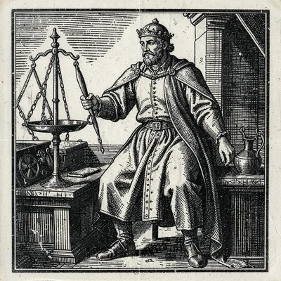 A king dispensing justice