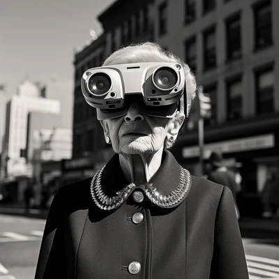 Street photo in the style of Vivian Maier An elderly