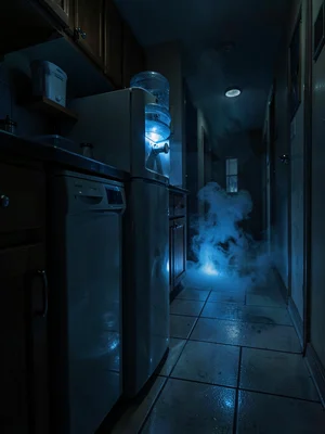 Water Cooler Hallway at Night
