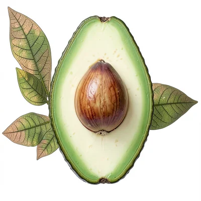 Avocado Longitudinal Section Seed Center