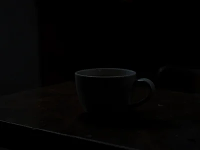 Cup on table minimal light