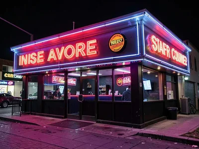 Strip club exterior neon