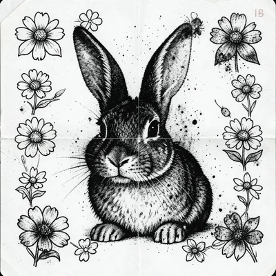 A photocopied Easter card — a rabbit illustration xeroxed and degraded through m