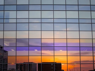 Sunrise gradient reflected as horizontal bands