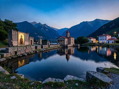 Plaosnik ruins at dusk