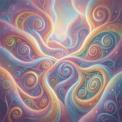 Neural network style illustration, scene with recursive patterns , diffusion mod
