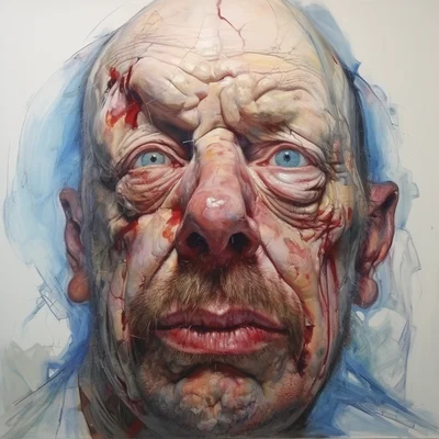 Painting portrait by Jenny Saville. homer simpson