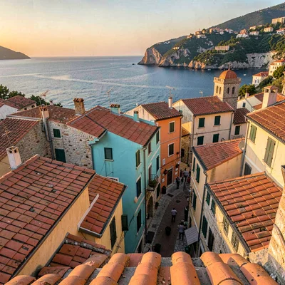 Adriatic limestone warmth, Dubrovnik honey stone, Terracotta roof tiles seen fro