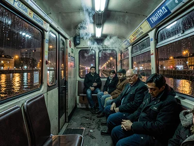 Belgrade tram at night