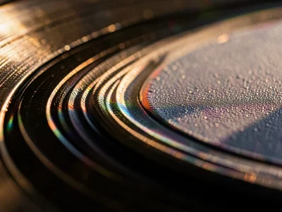 Run-out groove spiral near label, wider spacing between grooves, the quiet end o