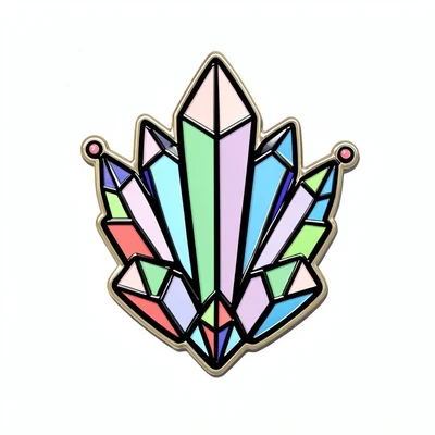 Enamel pin illustration, Crystal cluster with multiple points , bold simple desi