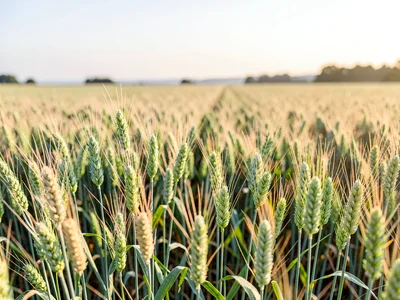 Wheat flowering stage in soft green