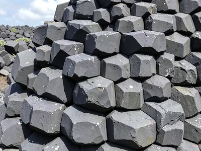 Stacked basalt columns showing geometric perfection
