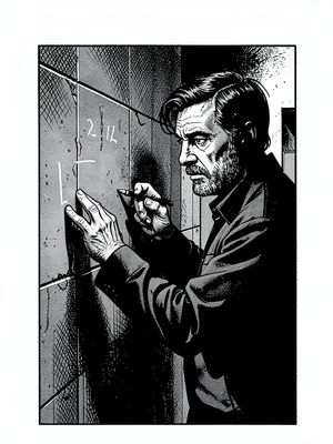 Prisoner writing on cell wall