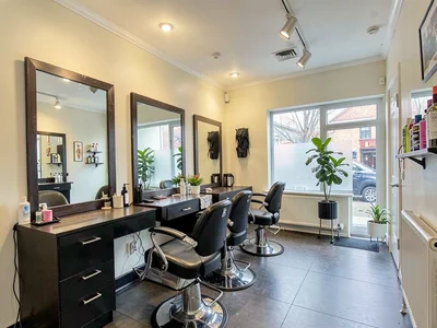 Hair salon interior with mirrors