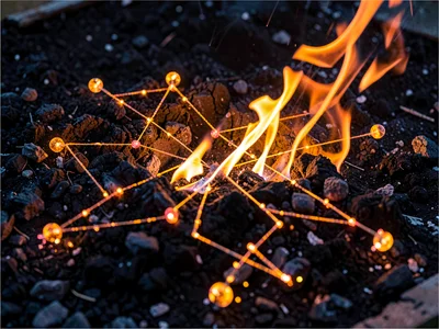 Ember constellation scattered on dark ash