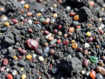 Magnetic grains separated showing iron content