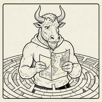 Lost minotaur with map