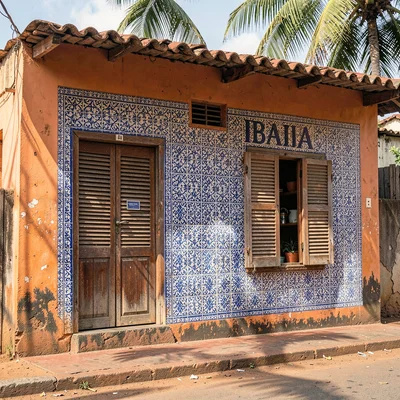Portuguese colonial tropicália in Maputo, Mozambique, Baixa colonial shop front 