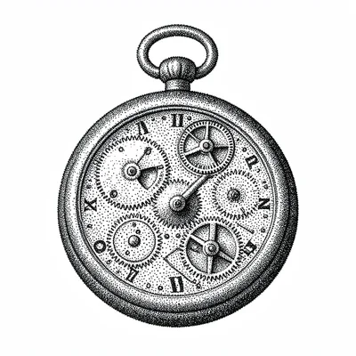 Pocket watch gears stippled