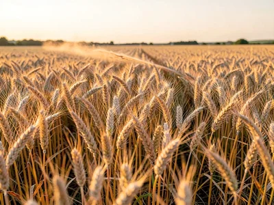 Wind wave passing through mature wheat field