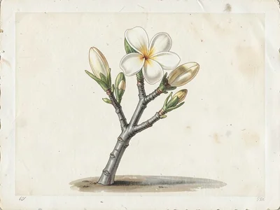 Frangipani Branch in Bloom