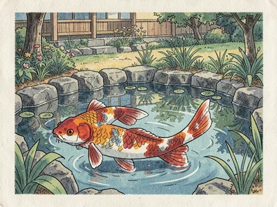 Koi fish in pond