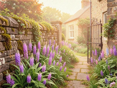 A cottage garden in County Cork overflowing with foxgloves and montbretia along 