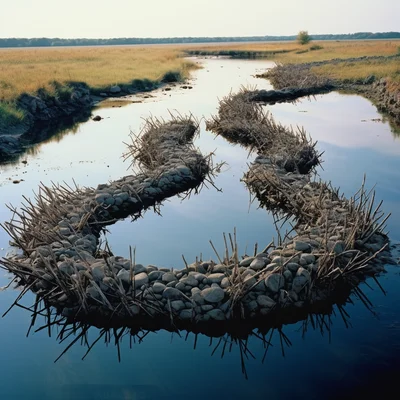 Land Art Photo by Andy Goldsworthy Half-submerged dig