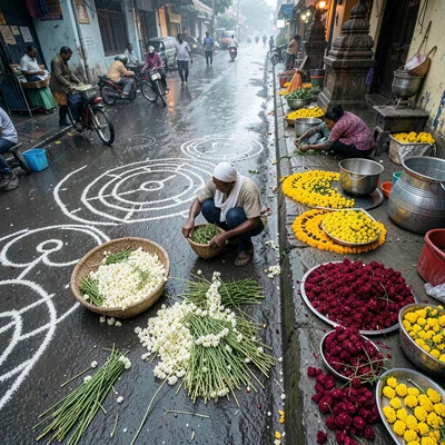 Jasmine flower vendor morning
