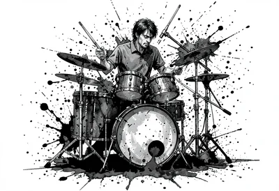 Drummer performance splatter