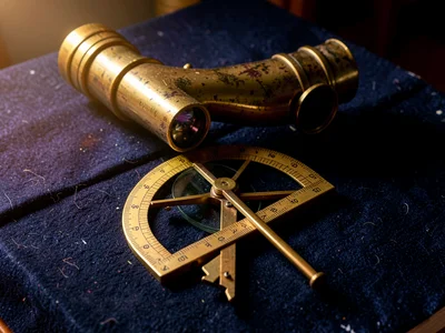 Brass Sextant Graduated Arc Micrometer Drum Navy Felt