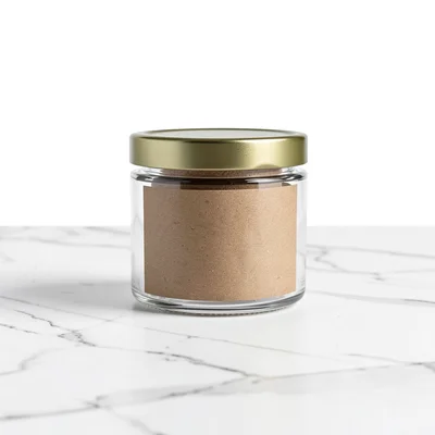 Glass jar with brass lid square hero shot