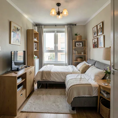 Interior of a tiny apartment looking massive
