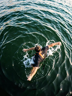 Diver entering water from above