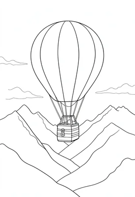 Hot air balloon continuous line