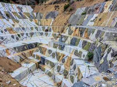 Lichen patterns on abandoned quarry surfaces