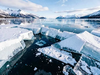 Shoreline compressed ice creating chaos of angles