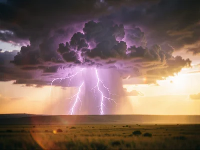 Sheet lightning illuminating an entire cumulonimbus from within, cloud structure