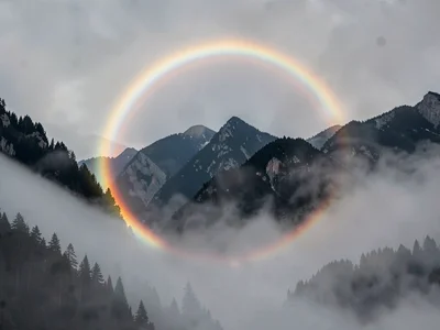 Halo in mountain mist