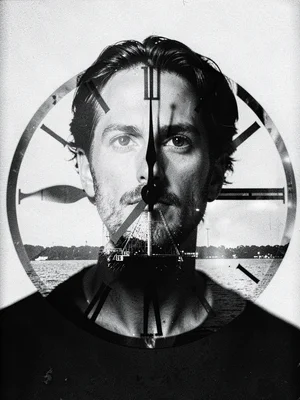 Clock face through portrait